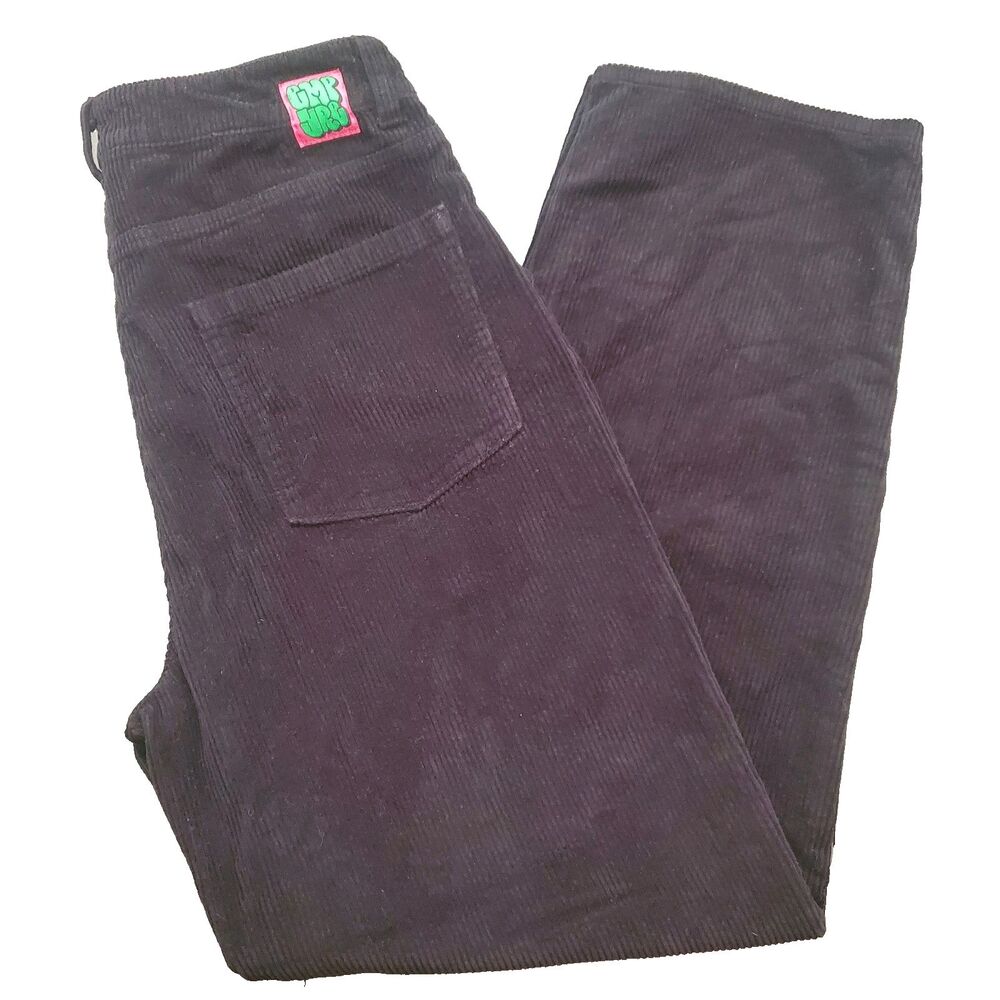 Empyre Tori Black Corduroy Pants Women Sz 10 Straight Leg Baggy Skater Pants Y2K